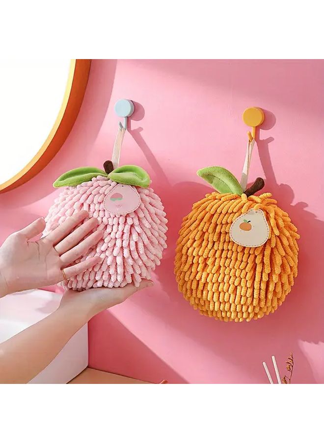 Red Handball Super Absorbent Chenille Hand Towel With Ears Floral Accents For Kitchen Bathroom - Image 2